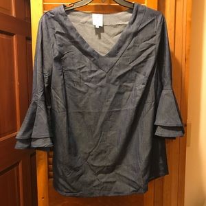{Naïf} NWT denim ruffle sleeve top